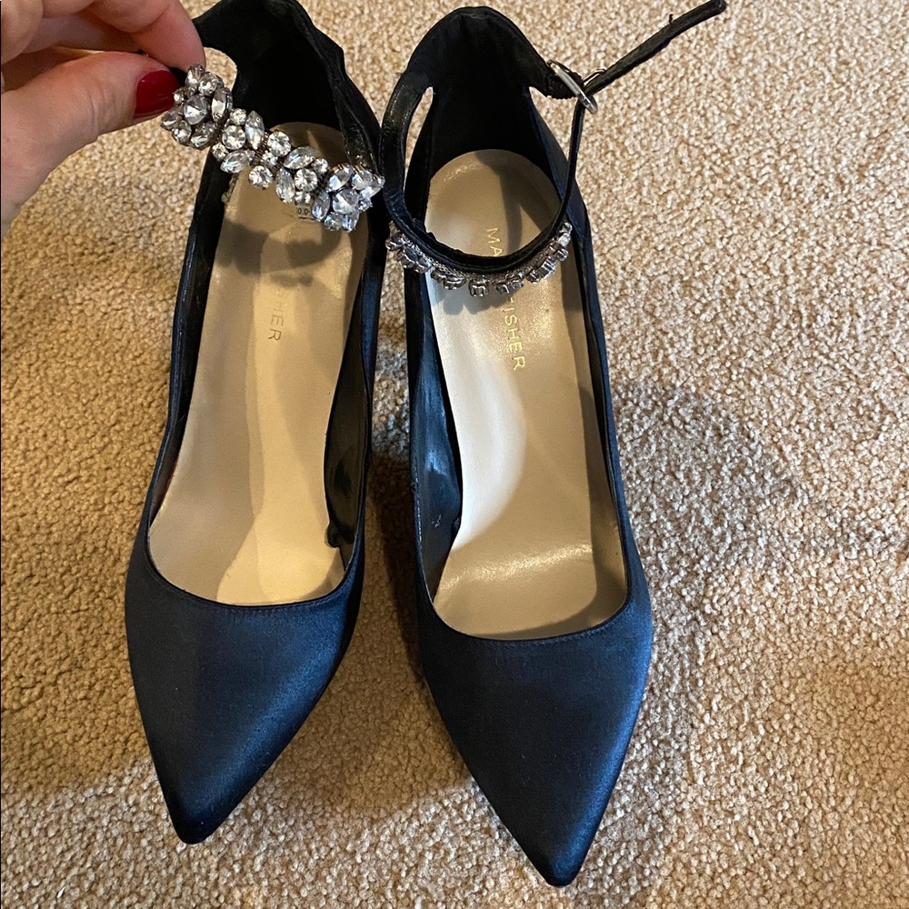 Marc Fisher Black Heels with Silver Embellishments